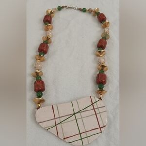 Multicolor Beaded Necklace with Gold Accents